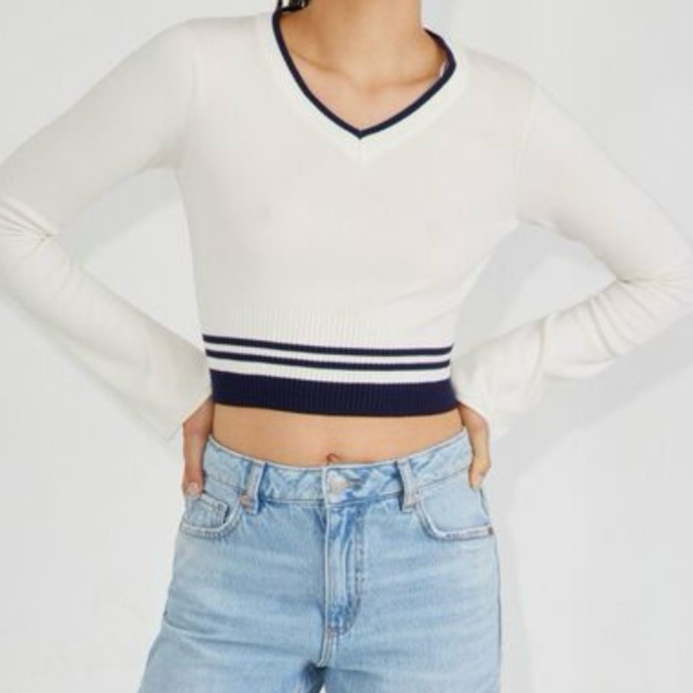 White Long Sleeve Top | Garage